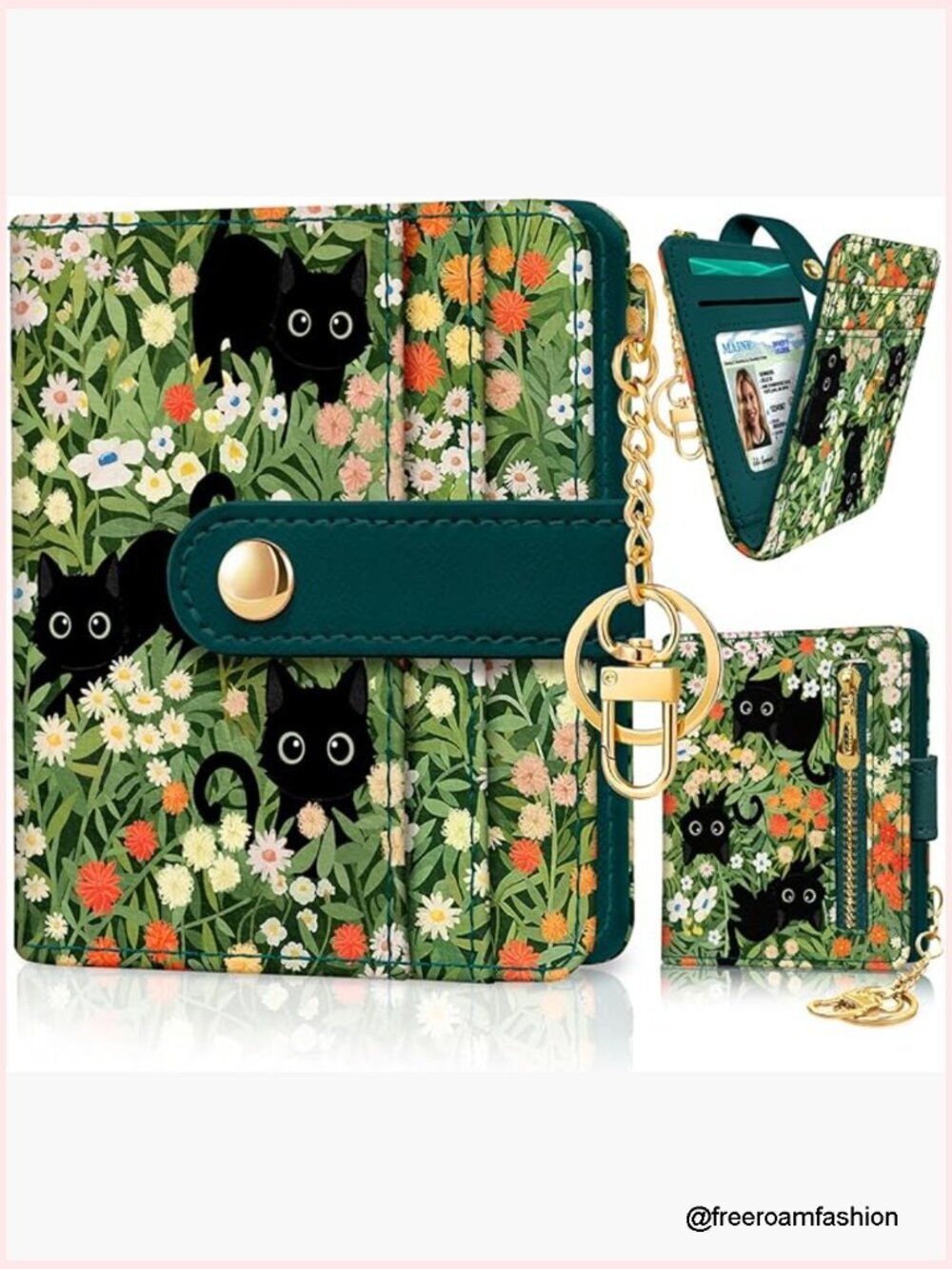 RFID Blocking Bifold Wallet with Zipper Coin Pocket & ID Window